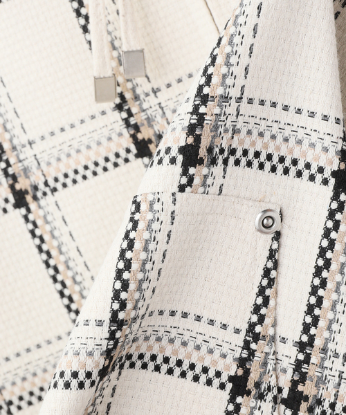JOINT WORKS(ジョイントワークス)の「ドビーチェック ビックシルエット フーディー / Dobby BigCheck Hooded(ブルゾン・メンズ・アイボリー/ブラック・LARGE/MEDIUM/SMALL)」の5枚目の写真