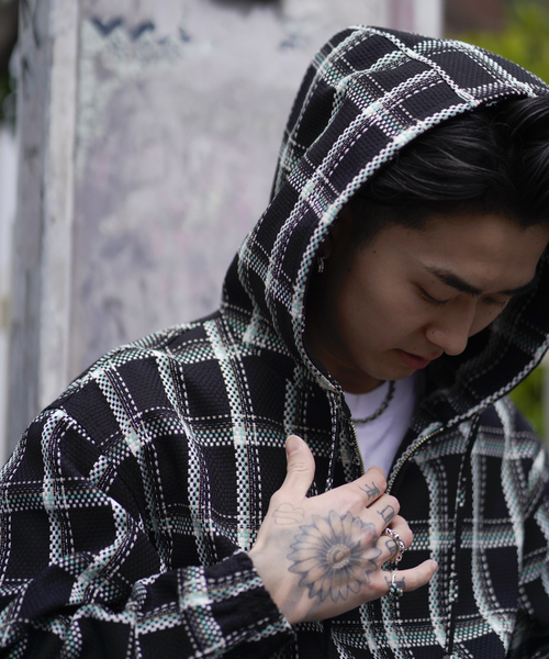 JOINT WORKS(ジョイントワークス)の「ドビーチェック ビックシルエット フーディー / Dobby BigCheck Hooded(ブルゾン・メンズ・アイボリー/ブラック・LARGE/MEDIUM/SMALL)」の5枚目の写真