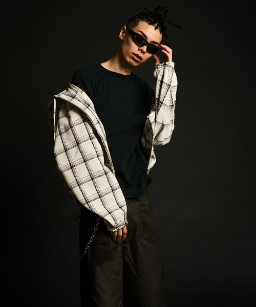 JOINT WORKS(ジョイントワークス)の「ドビーチェック ビックシルエット フーディー / Dobby BigCheck Hooded(ブルゾン・メンズ・アイボリー/ブラック・LARGE/MEDIUM/SMALL)」の13枚目の写真