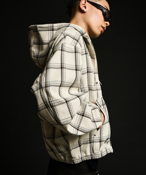 JOINT WORKS(ジョイントワークス)の「ドビーチェック ビックシルエット フーディー / Dobby BigCheck Hooded(ブルゾン・メンズ・アイボリー/ブラック・LARGE/MEDIUM/SMALL)」の17枚目の写真