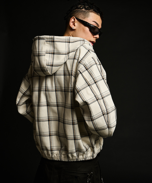 JOINT WORKS(ジョイントワークス)の「ドビーチェック ビックシルエット フーディー / Dobby BigCheck Hooded(ブルゾン・メンズ・アイボリー/ブラック・LARGE/MEDIUM/SMALL)」の18枚目の写真