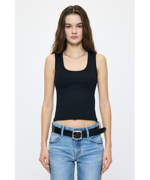 MOUSSY(マウジー)の「SUVIN GIZA SCOOP NECK タンクトップ(タンクトップ・レディース・ホワイト/ブラック・1/2)」の8枚目の写真