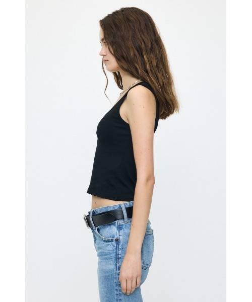 MOUSSY(マウジー)の「SUVIN GIZA SCOOP NECK タンクトップ(タンクトップ・レディース・ホワイト/ブラック・1/2)」の9枚目の写真