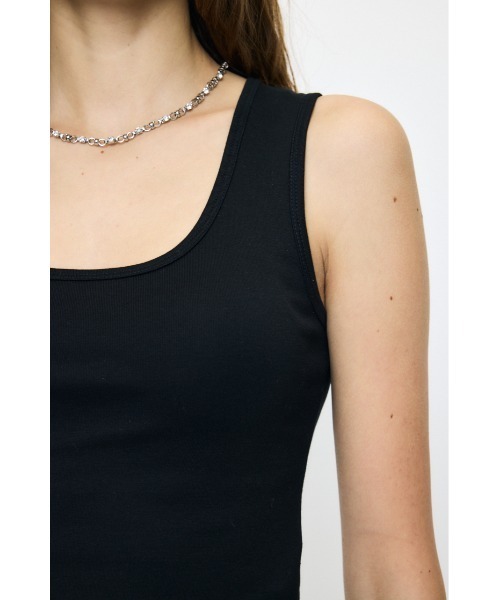 MOUSSY(マウジー)の「SUVIN GIZA SCOOP NECK タンクトップ(タンクトップ・レディース・ホワイト/ブラック・1/2)」の11枚目の写真