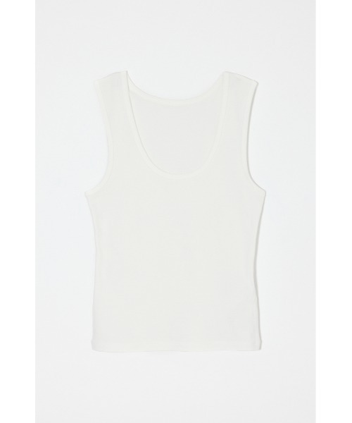 MOUSSY(マウジー)の「SUVIN GIZA SCOOP NECK タンクトップ(タンクトップ・レディース・ホワイト/ブラック・1/2)」の14枚目の写真