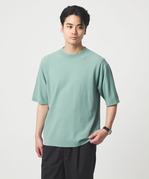 green label relaxing（グリーンレーベルリラクシング）の「コットンナイロン リンクス クルーネック ショートスリーブ ニット -ウォッシャブル-（ニット/セーター・メンズ・ブラック/ライム/ライトグレー・M/L/S/XL）」の3枚目の写真