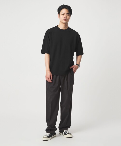 green label relaxing（グリーンレーベルリラクシング）の「コットンナイロン リンクス クルーネック ショートスリーブ ニット -ウォッシャブル-（ニット/セーター・メンズ・ブラック/ライム/ライトグレー・M/L/S/XL）」の5枚目の写真