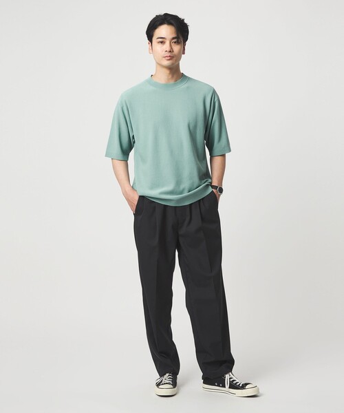 green label relaxing（グリーンレーベルリラクシング）の「コットンナイロン リンクス クルーネック ショートスリーブ ニット -ウォッシャブル-（ニット/セーター・メンズ・ブラック/ライム/ライトグレー・M/L/S/XL）」の6枚目の写真