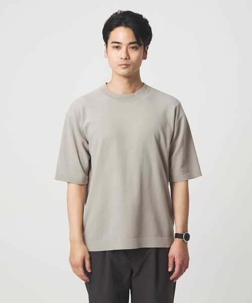 green label relaxing（グリーンレーベルリラクシング）の「コットンナイロン リンクス クルーネック ショートスリーブ ニット -ウォッシャブル-（ニット/セーター・メンズ・ブラック/ライム/ライトグレー・M/L/S/XL）」の7枚目の写真