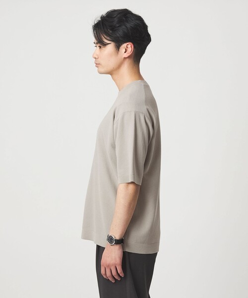 green label relaxing（グリーンレーベルリラクシング）の「コットンナイロン リンクス クルーネック ショートスリーブ ニット -ウォッシャブル-（ニット/セーター・メンズ・ブラック/ライム/ライトグレー・M/L/S/XL）」の8枚目の写真