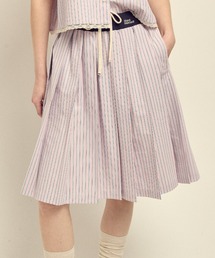 Mardi Mercredi（マルディメクルディ）の「COTTON PLEATED MIDI SKIRT STRIPE / コットン プリーツ ミディアム スカート ストライプ（スカート）」