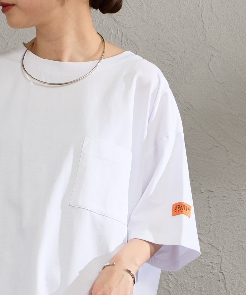UNIVERSAL OVERALL（ユニバーサルオーバーオール）の「[UNIVERSAL OVERALL/ユニバーサルオーバーオール] 別注 ワイドシルエット ポケットTシャツ【追加】（Tシャツ/カットソー・レディース・ブラック/ブラウン系/ブラック系/ホワイト/ベージュ系・F）」の19枚目の写真