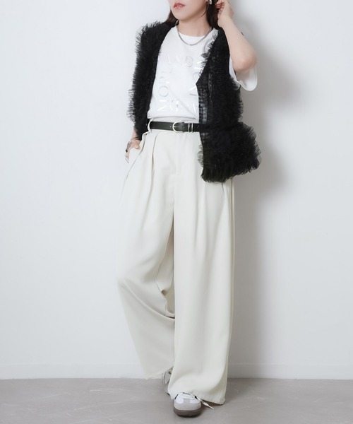 Riberry（リベリー）の「2タックワイドパンツ（スラックス・レディース・ピンク/モカ/イエロー/オフホワイト/ブラック・FREE）」の21枚目の写真