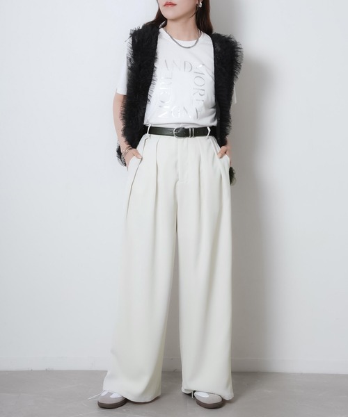 Riberry（リベリー）の「2タックワイドパンツ（スラックス・レディース・ピンク/モカ/イエロー/オフホワイト/ブラック・FREE）」の8枚目の写真