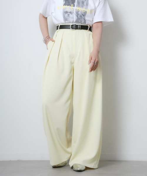 Riberry（リベリー）の「2タックワイドパンツ（スラックス・レディース・ピンク/モカ/イエロー/オフホワイト/ブラック・FREE）」の16枚目の写真