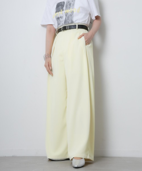 Riberry（リベリー）の「2タックワイドパンツ（スラックス・レディース・ピンク/モカ/イエロー/オフホワイト/ブラック・FREE）」の15枚目の写真