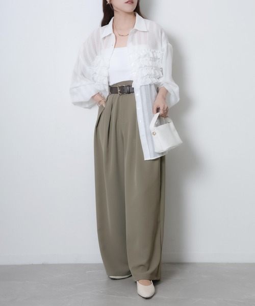 Riberry（リベリー）の「2タックワイドパンツ（スラックス・レディース・ピンク/モカ/イエロー/オフホワイト/ブラック・FREE）」の14枚目の写真