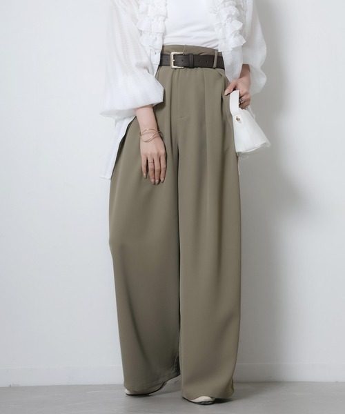 Riberry（リベリー）の「2タックワイドパンツ（スラックス・レディース・ピンク/モカ/イエロー/オフホワイト/ブラック・FREE）」の13枚目の写真