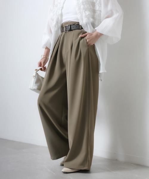 Riberry（リベリー）の「2タックワイドパンツ（スラックス・レディース・ピンク/モカ/イエロー/オフホワイト/ブラック・FREE）」の12枚目の写真