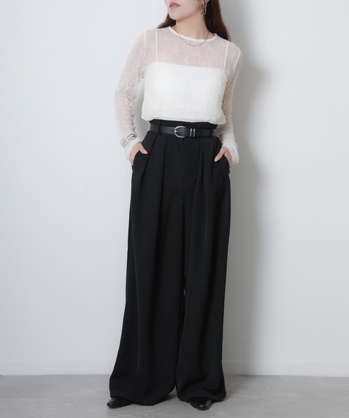 Riberry（リベリー）の「2タックワイドパンツ（スラックス・レディース・ピンク/モカ/イエロー/オフホワイト/ブラック・FREE）」の11枚目の写真