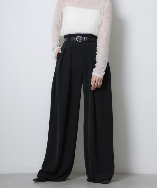 Riberry（リベリー）の「2タックワイドパンツ（スラックス・レディース・ピンク/モカ/イエロー/オフホワイト/ブラック・FREE）」の9枚目の写真