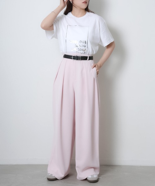 Riberry（リベリー）の「2タックワイドパンツ（スラックス・レディース・ピンク/モカ/イエロー/オフホワイト/ブラック・FREE）」の20枚目の写真