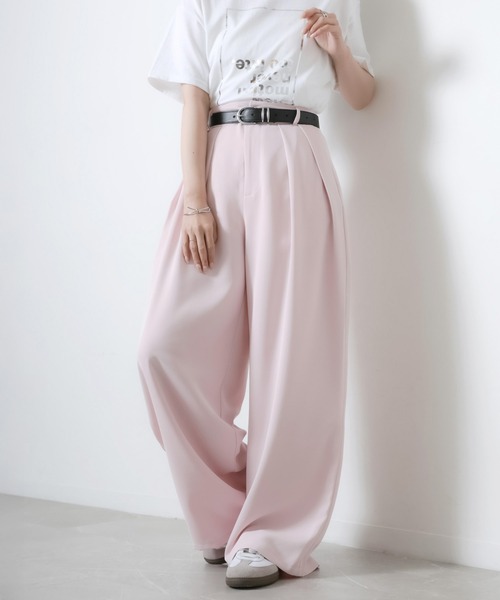 Riberry（リベリー）の「2タックワイドパンツ（スラックス・レディース・ピンク/モカ/イエロー/オフホワイト/ブラック・FREE）」の19枚目の写真