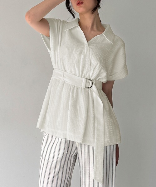 junoah(ジュノア)の「カシュクールペプラムシャツブラウス(シャツ/ブラウス・レディース・ブルーグレー/ブラック/ホワイト・LARGE/MEDIUM/SMALL)」の5枚目の写真