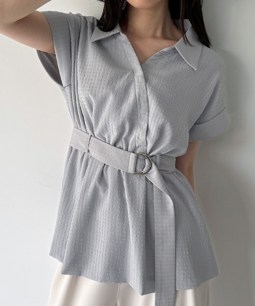 junoah(ジュノア)の「カシュクールペプラムシャツブラウス(シャツ/ブラウス・レディース・ブルーグレー/ブラック/ホワイト・LARGE/MEDIUM/SMALL)」の8枚目の写真