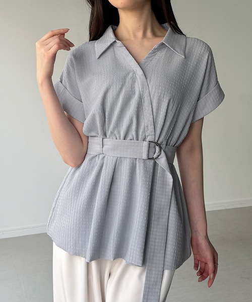 junoah(ジュノア)の「カシュクールペプラムシャツブラウス(シャツ/ブラウス・レディース・ブルーグレー/ブラック/ホワイト・LARGE/MEDIUM/SMALL)」の9枚目の写真