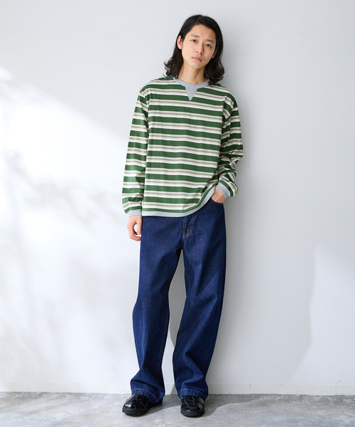 B.C STOCK（ベーセーストック）の「FORHUS カラーマルチボーダー（Tシャツ/カットソー・メンズ・チャコールグレー/ネイビー/グリーン・MEDIUM/LARGE）」の19枚目の写真
