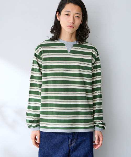 B.C STOCK（ベーセーストック）の「FORHUS カラーマルチボーダー（Tシャツ/カットソー・メンズ・チャコールグレー/ネイビー/グリーン・MEDIUM/LARGE）」の18枚目の写真