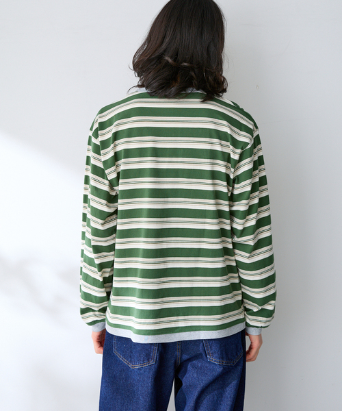 B.C STOCK（ベーセーストック）の「FORHUS カラーマルチボーダー（Tシャツ/カットソー・メンズ・チャコールグレー/ネイビー/グリーン・MEDIUM/LARGE）」の16枚目の写真