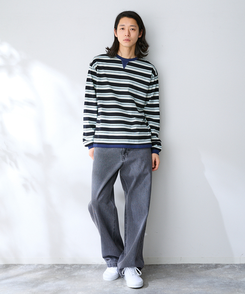 B.C STOCK（ベーセーストック）の「FORHUS カラーマルチボーダー（Tシャツ/カットソー・メンズ・チャコールグレー/ネイビー/グリーン・MEDIUM/LARGE）」の15枚目の写真