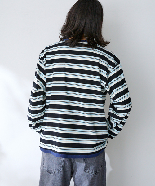 B.C STOCK（ベーセーストック）の「FORHUS カラーマルチボーダー（Tシャツ/カットソー・メンズ・チャコールグレー/ネイビー/グリーン・MEDIUM/LARGE）」の12枚目の写真