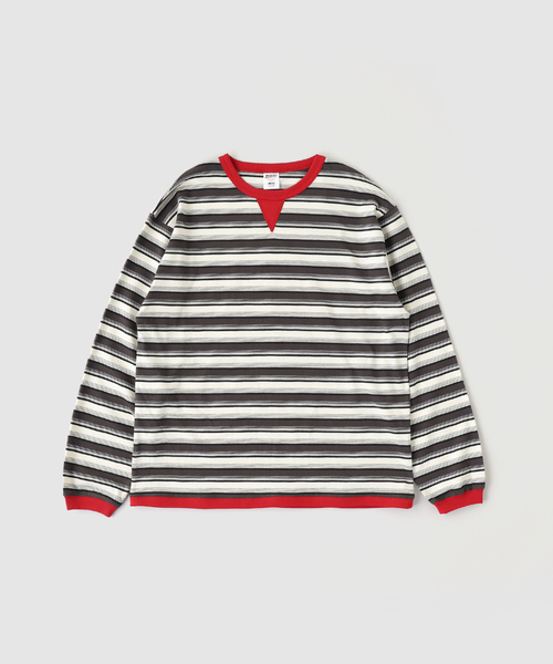 B.C STOCK（ベーセーストック）の「FORHUS カラーマルチボーダー（Tシャツ/カットソー・メンズ・チャコールグレー/ネイビー/グリーン・MEDIUM/LARGE）」の11枚目の写真