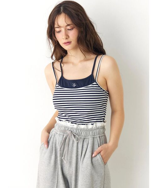 CALNAMUR（カルナムール）の「レイヤードワンポイントキャミ（キャミソール・レディース・その他1/ピンク/ブラウン・FREE）」の5枚目の写真