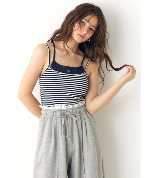 CALNAMUR（カルナムール）の「レイヤードワンポイントキャミ（キャミソール・レディース・その他1/ピンク/ブラウン・FREE）」の6枚目の写真