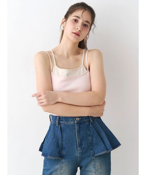 CALNAMUR（カルナムール）の「レイヤードワンポイントキャミ（キャミソール・レディース・その他1/ピンク/ブラウン・FREE）」の9枚目の写真