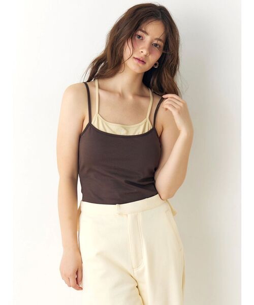 CALNAMUR（カルナムール）の「レイヤードワンポイントキャミ（キャミソール・レディース・その他1/ピンク/ブラウン・FREE）」の12枚目の写真