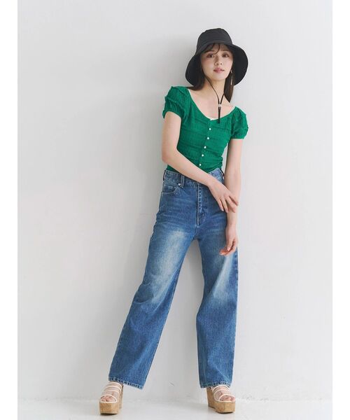 MERCURYDUO（マーキュリーデュオ）の「スカシアミカーデニット（カーディガン/ボレロ・レディース・ブラック/オフホワイト/グリーン・FREE）」の8枚目の写真