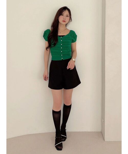 MERCURYDUO（マーキュリーデュオ）の「スカシアミカーデニット（カーディガン/ボレロ・レディース・ブラック/オフホワイト/グリーン・FREE）」の11枚目の写真