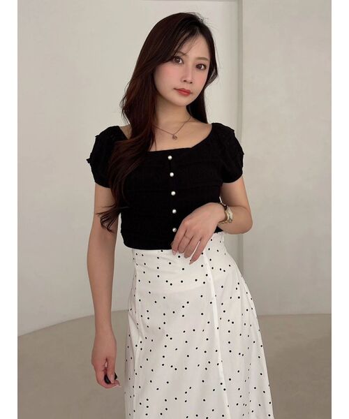 MERCURYDUO（マーキュリーデュオ）の「スカシアミカーデニット（カーディガン/ボレロ・レディース・ブラック/オフホワイト/グリーン・FREE）」の13枚目の写真