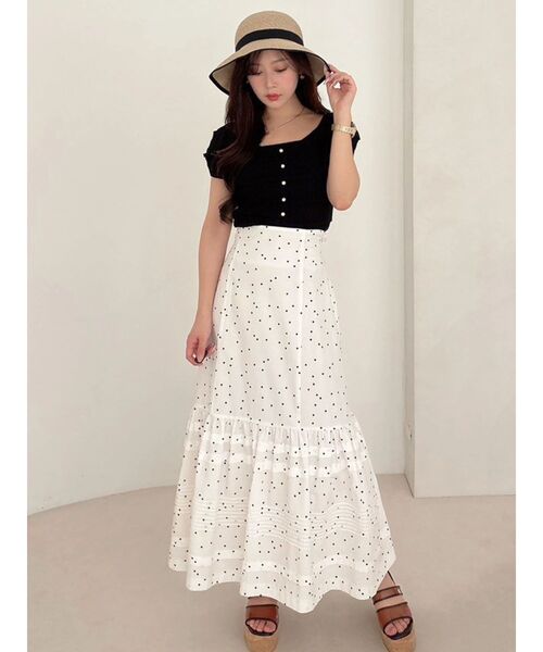 MERCURYDUO（マーキュリーデュオ）の「スカシアミカーデニット（カーディガン/ボレロ・レディース・ブラック/オフホワイト/グリーン・FREE）」の14枚目の写真