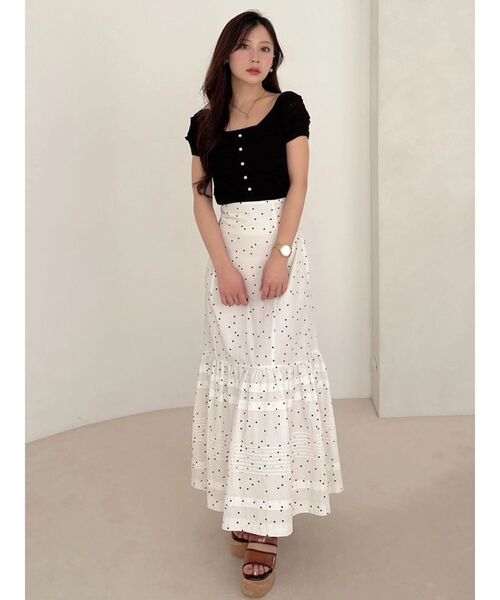 MERCURYDUO（マーキュリーデュオ）の「スカシアミカーデニット（カーディガン/ボレロ・レディース・ブラック/オフホワイト/グリーン・FREE）」の15枚目の写真