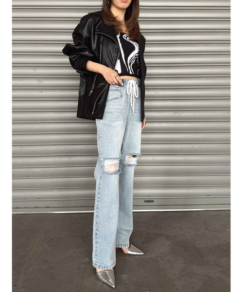 EGOIST（エゴイスト）の「ウエストゴムデニムパンツ（デニムパンツ・レディース・ブルー・S/M）」の4枚目の写真