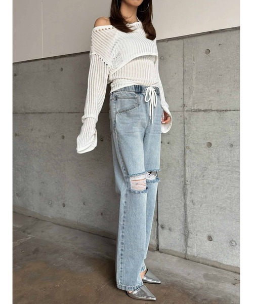 EGOIST（エゴイスト）の「ウエストゴムデニムパンツ（デニムパンツ・レディース・ブルー・S/M）」の5枚目の写真