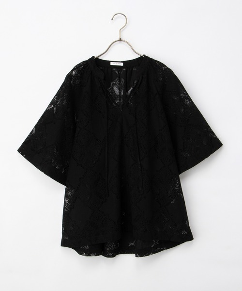 Honeys(ハニーズ)の「レーススキッパートップス(Tシャツ/カットソー・レディース・アイボリー/ブラック/ブラウン・L/LL/M/S)」の14枚目の写真