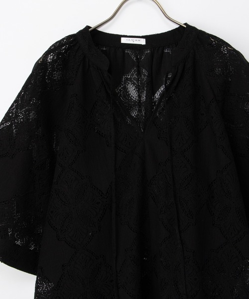 Honeys(ハニーズ)の「レーススキッパートップス(Tシャツ/カットソー・レディース・アイボリー/ブラック/ブラウン・L/LL/M/S)」の15枚目の写真