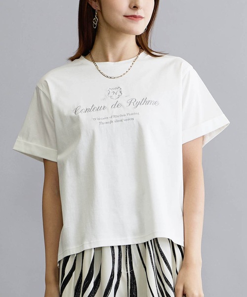 NICOLE white（ニコルホワイト）の「刺繍デザインＴシャツ（Tシャツ/カットソー・レディース・ブラック/レッド/オフホワイト・FREE）」の2枚目の写真